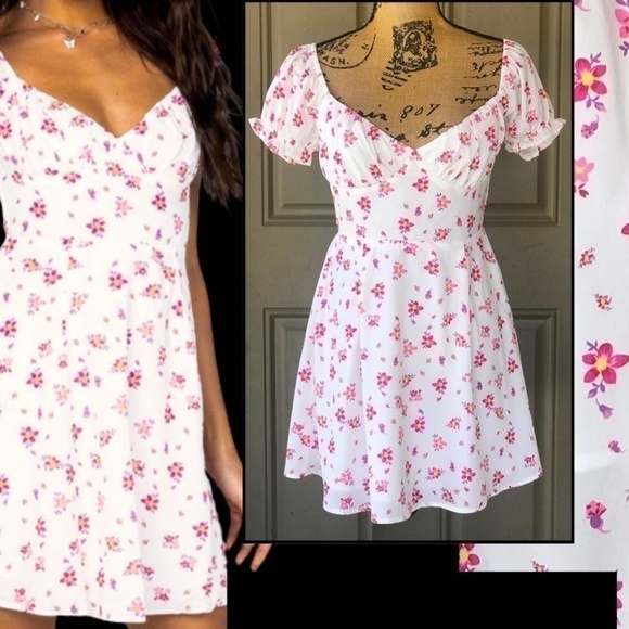 Princess Polly White RUTH Floral Mini Dress Size 4 - Picture 1 of 8